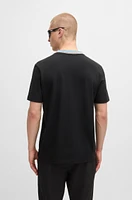 Cotton-piqué T-shirt with Oxford-jacquard back collar