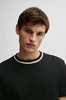 Interlock-cotton T-shirt with color-block collar