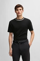 Interlock-cotton T-shirt with color-block collar