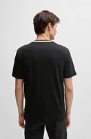 Interlock-cotton T-shirt with color-block collar