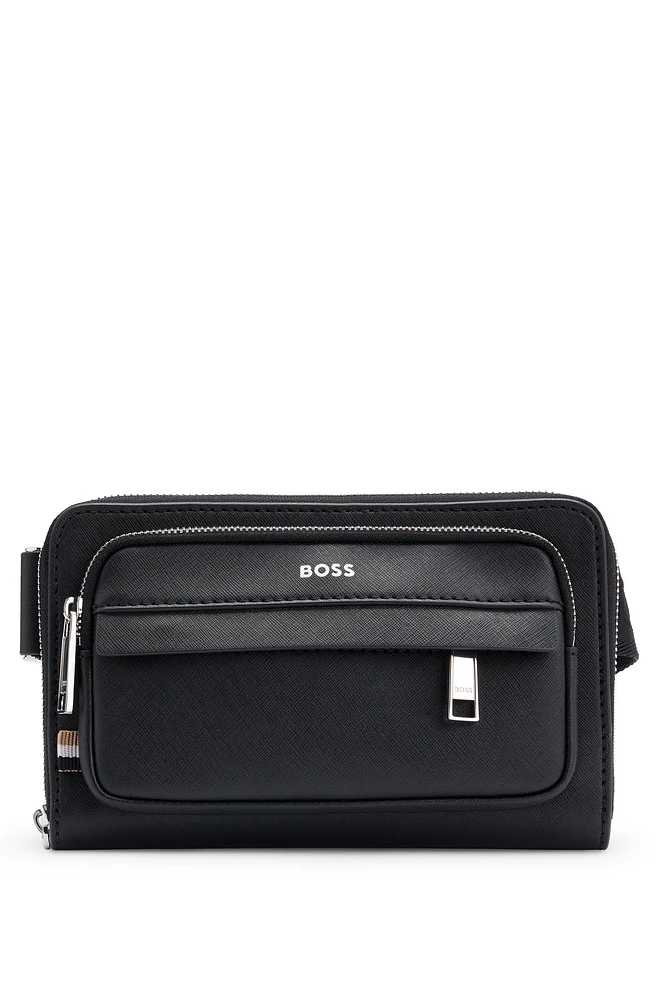 Structured crossbody bag with branded trims