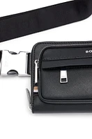 Structured crossbody bag with branded trims