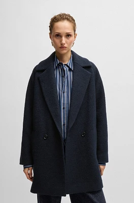 BOSS - Loose-fit coat textured wool Dark Blue