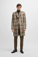 Slim-fit coat with all-over check