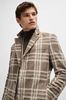 Slim-fit coat with all-over check