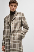 Slim-fit coat with all-over check