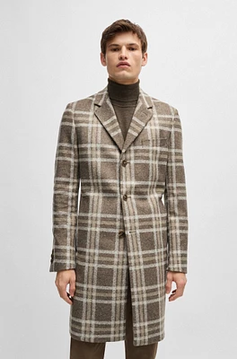 Slim-fit coat with all-over check