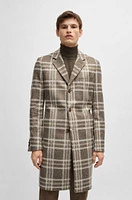 Slim-fit coat with all-over check