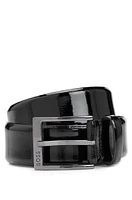 Italian patent-leather belt with logo buckle