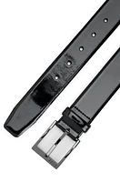 Italian patent-leather belt with logo buckle