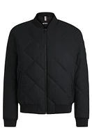 Regular-fit jacket with diamond quilting and cotton ribbing