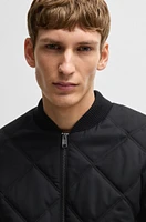 Regular-fit jacket with diamond quilting and cotton ribbing