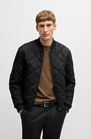 Regular-fit jacket with diamond quilting and cotton ribbing