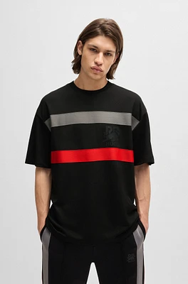 HUGO x RB oversize-fit mesh T-shirt with signature bull motif