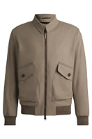 Stretch-cotton jacket with ribbed trims