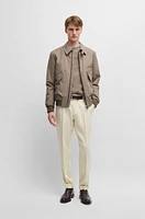 Stretch-cotton jacket with ribbed trims