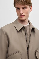 Stretch-cotton jacket with ribbed trims