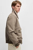 Stretch-cotton jacket with ribbed trims