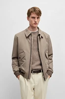 Stretch-cotton jacket with ribbed trims