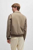 Stretch-cotton jacket with ribbed trims