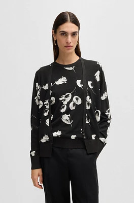 BOSS - Merino wool-blend cardigan with tulip jacquard Patterned