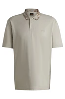 Cotton-piqué polo shirt with jungle-artwork collar