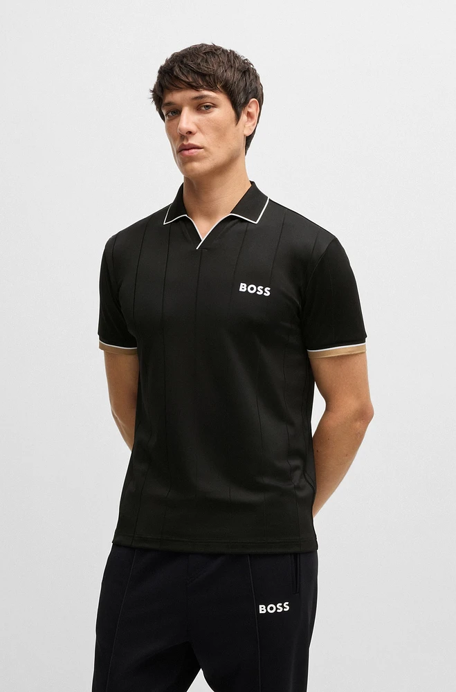 BOSS x Matteo Berrettini active polo shirt with four-way stretch