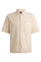 BOSS x Shohei Ohtani relaxed-fit striped cotton-poplin shirt