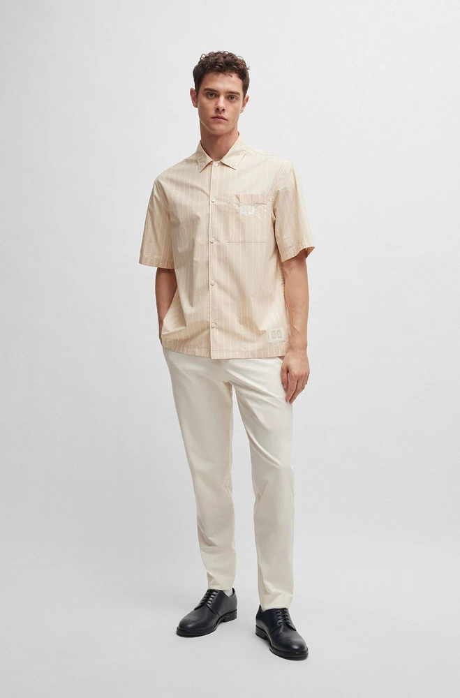 BOSS x Shohei Ohtani relaxed-fit striped cotton-poplin shirt