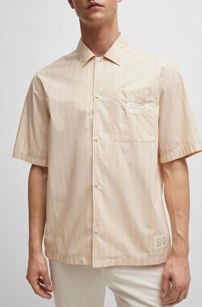 BOSS x Shohei Ohtani relaxed-fit striped cotton-poplin shirt