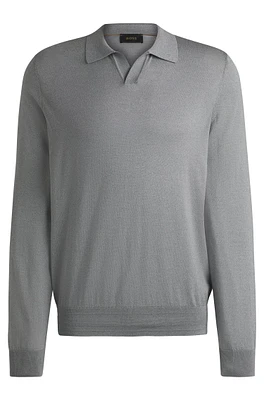 BOSS - Johnny-collar regular-fit sweater silk and cotton Silver