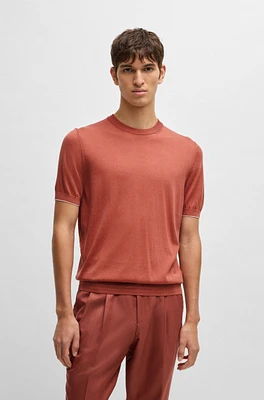 Regular-fit knit T-shirt silk and cotton