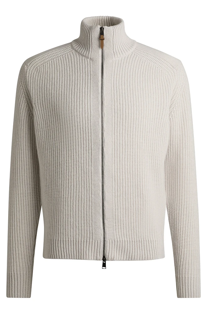 Zip-up cardigan wool and cashmere