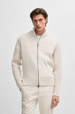 Zip-up cardigan wool and cashmere