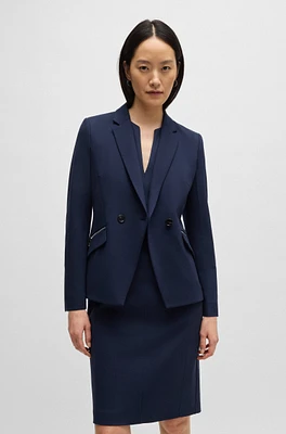 BOSS - Slim-fit blazer with zipped pockets Dark Blue