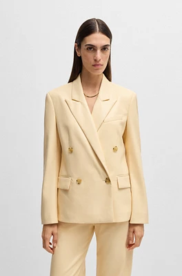 BOSS - Regular-fit double-breasted blazer faux leather Light Beige