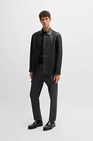 BOSS - Regular-fit jacket Nappa leather with button front Black