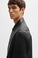 BOSS - Regular-fit jacket Nappa leather with button front Black