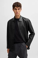 BOSS - Regular-fit jacket Nappa leather with button front Black