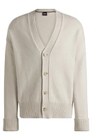 Relaxed-fit cardigan with button front and ribbed cuffs