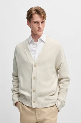 Relaxed-fit cardigan with button front and ribbed cuffs