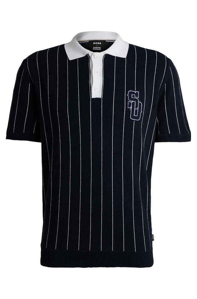 BOSS x Shohei Ohtani cotton-knit polo shirt with monogram patch