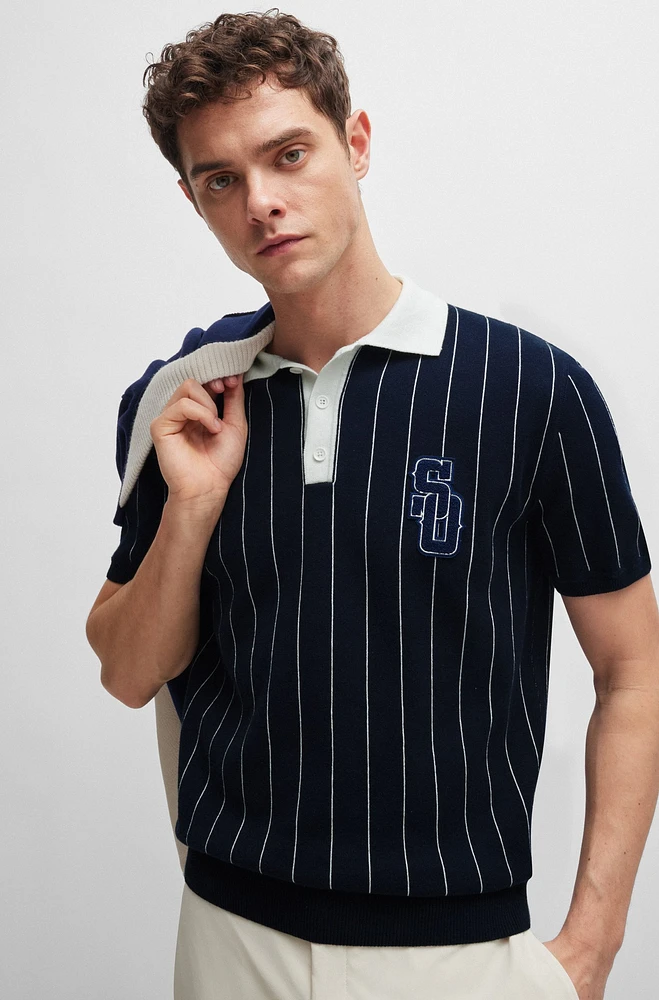 BOSS x Shohei Ohtani cotton-knit polo shirt with monogram patch