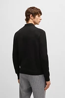 Wool polo sweater with knitted stripes