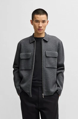 Zip-up regular-fit cardigan wool