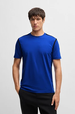 Stretch-cotton T-shirt with tape trims