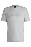 Cotton-jersey T-shirt with double logo artwork