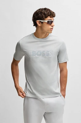 Cotton-jersey T-shirt with double logo artwork