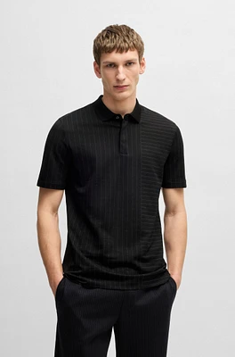 Mercerized-cotton polo shirt with mixed stripes