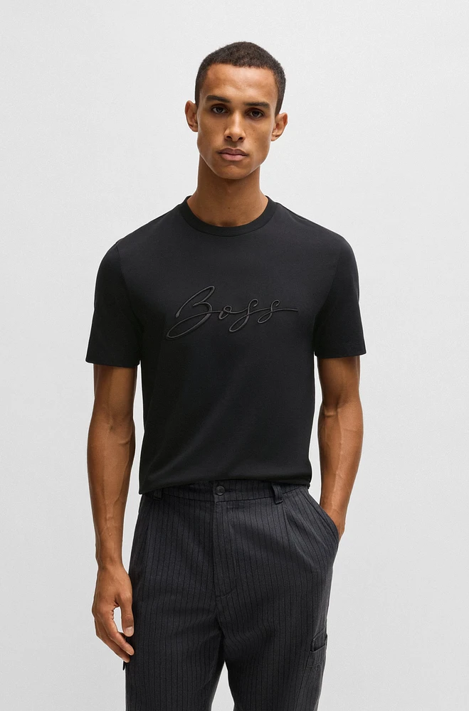 Cotton-jersey regular-fit T-shirt with script logo